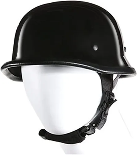 Miniatura 4 de Gorra alemana con diseño de calavera con acabado negro brillante básico con correa ajustable para la barbilla