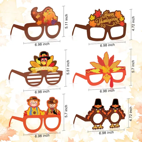 Miniatura 6 de Regalos de fiesta de Acción de Gracias, paquete de 24 gafas de Acción de Gracias de pavo, accesorios para fotos, marcos de lentes de Acción