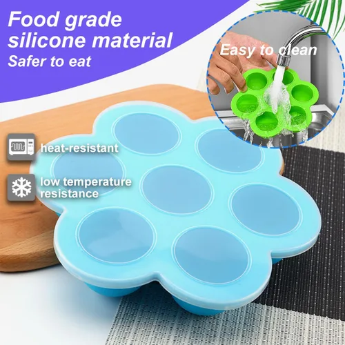 Miniatura 4 de Paquete de 3 moldes de silicona para mordeduras de huevo para freidora de aire, alternativa a la máquina de mordeduras de huevo Sous Vide