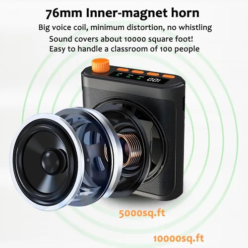 Miniatura 3 de Amplificador de voz Micrófono inalámbrico con Lavalier magnético, amplificador de voz Bluetooth para profesores con 2 micrófonos, micrófono portátil