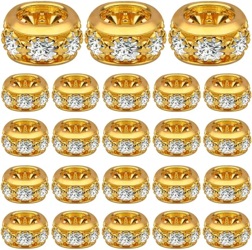 Miniatura 8 de BronaGrand 40 cuentas espaciadoras europeas de diamantes de imitación de 0.315 pulgadas (0.315 in), cuentas espaciadoras de cristal para bricolaje