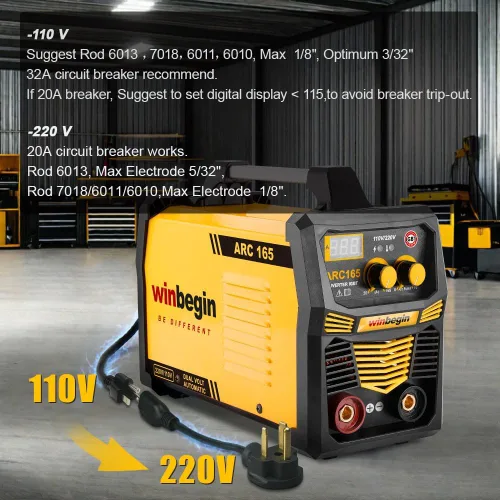 Miniatura 5 de Máquina de soldadura por arco de 110 V/220 V, pantalla digital, varilla máxima de 165 A 5/32 pulgadas, soldador de palo resistente, soldadura fácil
