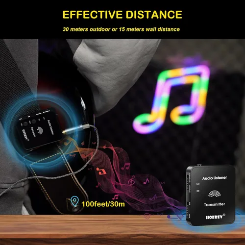 Miniatura 4 de Hoerev Sistema de monitor inalámbrico en el oído, equipo de estudio, sistema profesional transmisor de guitarra con batería recargable para estudio