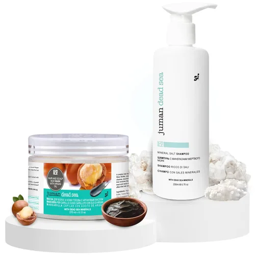 Juman - Juego de champú y acondicionador para el cabello, cuidado del cuero cabelludo para todo tipo de piel, enriquecido con minerales del mar