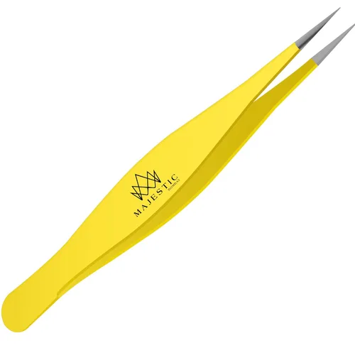 Majestic Bombay Pinzas de punta fina para mujeres y hombres – Eliminar astillas, garrapatas, vello facial, cejas y cabello encarnado – Pinzas