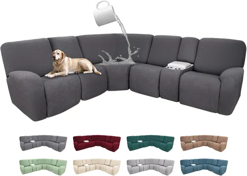 Miniatura 50 de Fundas de sofá reclinable seccional 100% impermeables para sofá reclinable en forma de L, funda de sofá modular de esquina en forma de L, fundas