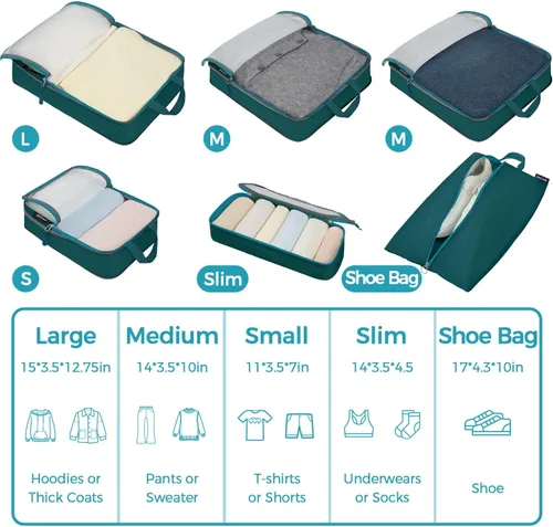 Miniatura 70 de BAGAIL 4 Set/6 Set Ultraligero Compresión Embalaje Cubos Organizador de Embalaje para Accesorios de Viaje Equipaje Maleta Mochila