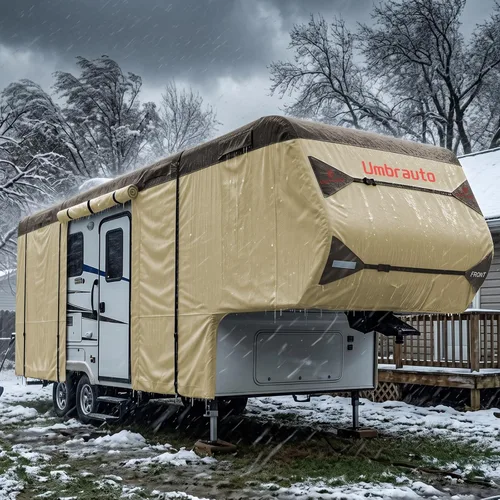 Miniatura 15 de Cubierta para camioneta camper para campers deslizables de 6–8 pies – Cubierta impermeable para RV Oxford 300D, con revestimiento plateado