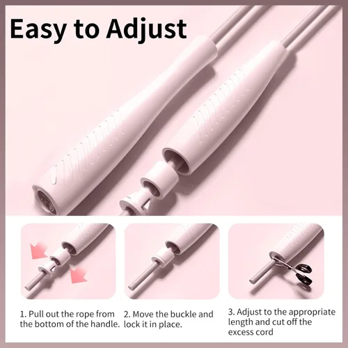 Miniatura 2 de Cuerdas de saltar para niños, cuerda de saltar ajustable para niños con asas de ABS y cuerda de PVC para niños, estudiantes y niños pequeños Rosado