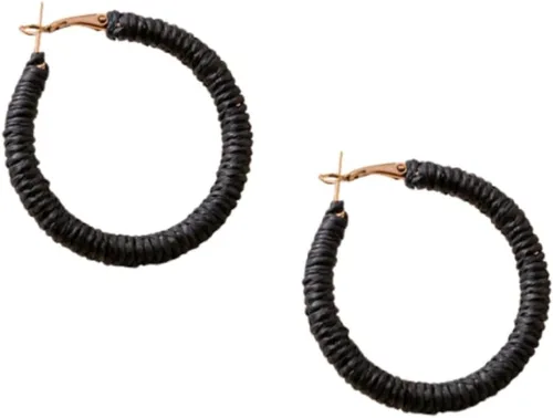 Aretes de ratán hechos a mano, diseño circular de mimbre trenzado, diseño de mimbre de paja trenzada, estilo bohemio, aretes de gota de verano