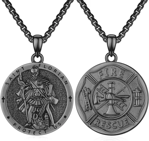 Collar con colgante de plata de ley 925 con medalla de San Patrón, joyería religiosa para hombres y mujeres, con cadena de acero inoxidable 316L y