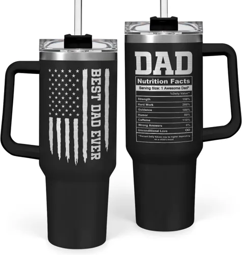 Miniatura 9 de SANDJEST Taza con bandera americana con asa, taza de café de acero inoxidable con aislamiento de 40 oz con tapa y pajita, regalos de América
