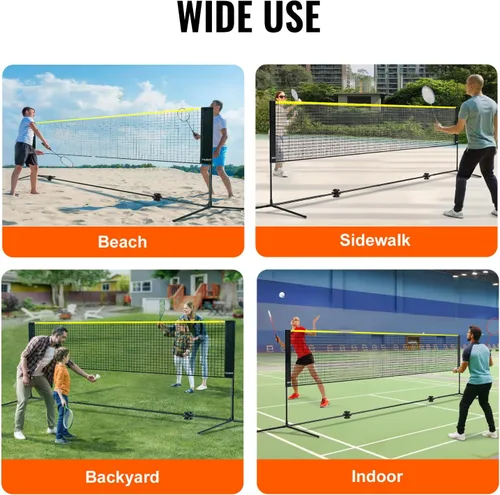 Miniatura 6 de VEVOR Badminton Net, Height Adjustable Volleyball Net, Wide Foldable Pickleball Net, Portable Easy Setup Tennis Net Set with Poles, Stand and Carry