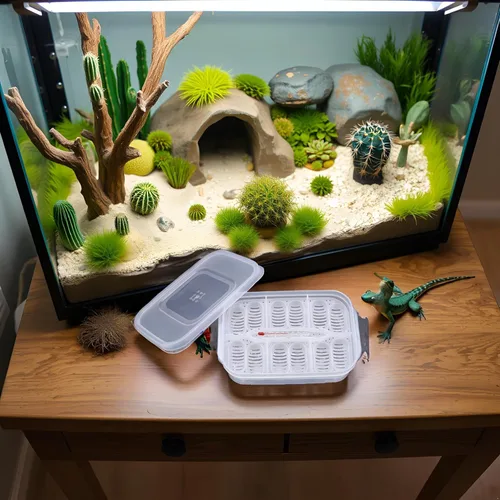 Miniatura 8 de Caja de cría de reptiles, incubadoras de huevos de reptiles de plástico con tapa transparente para eclosionar, lagartos, melena de león, reptiles