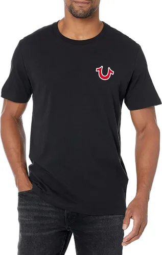 True Religion - Camiseta de manga corta con logotipo de Buda para hombre