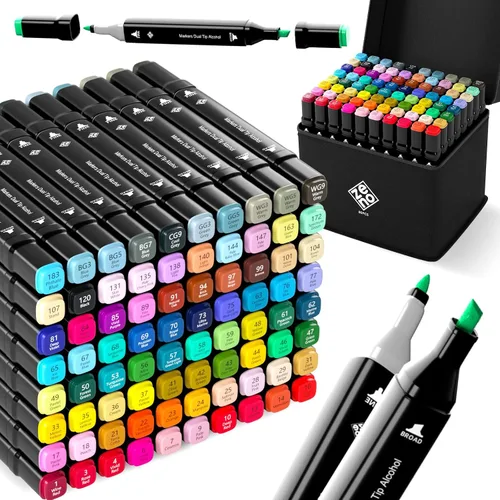 ZENO 80 marcadores de alcohol de doble punta – Rotuladores de punta fina para libros de colorear para adultos, marcadores de arte para dibujo e