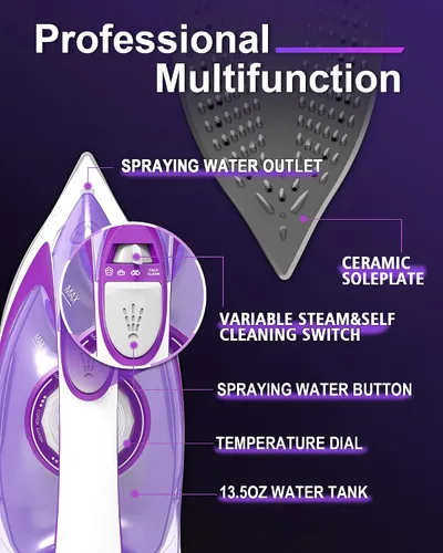 Miniatura 6 de OMAIGA Juego de plancha de vapor para el hogar, planchado eficiente, adecuado para todo tipo de prendas