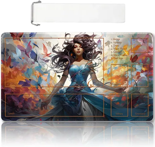 Miniatura 9 de Tapete de juego MTG cosido de alta calidad con zonas y respaldo de goma antideslizante, tapete de juego TCG para MTG y otros juegos de cartas, Dkt