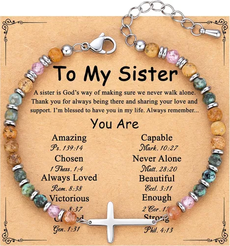 Miniatura 34 de TONY & SANDY Pulsera de cruz cristiana para mujer, regalo de San Valentín para ella, regalo de confirmación de bautismo, Pascua, regalo único