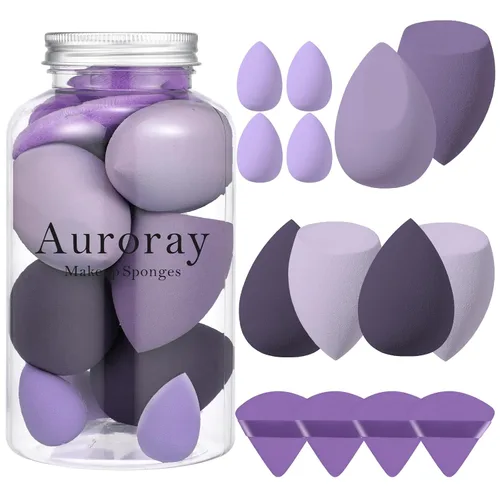Miniatura 9 de Juego de 14 esponjas de maquillaje, mezclador de esponjas de belleza con 4 borlas de polvo y 4 mini esponjas de maquillaje para líquido, base, Negro
