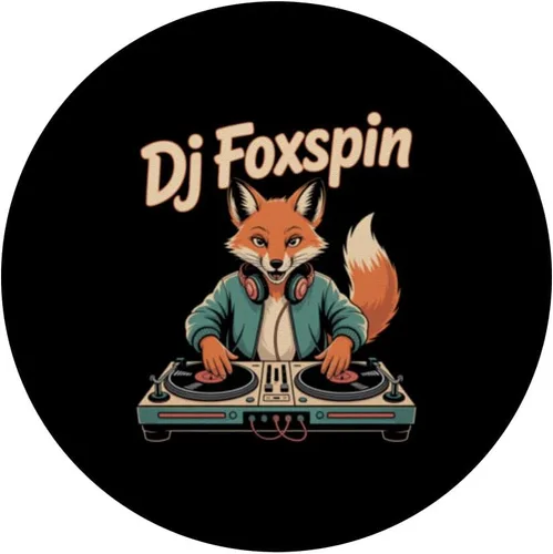 Miniatura 3 de DJ Foxspin - Tocadiscos retro de Fox Music Producer Scene PopSockets Adhesivo PopGrip