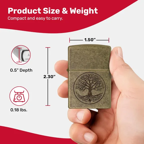 Miniatura 3 de Zippo Mechero de latón envejecido árbol de la vida eterna