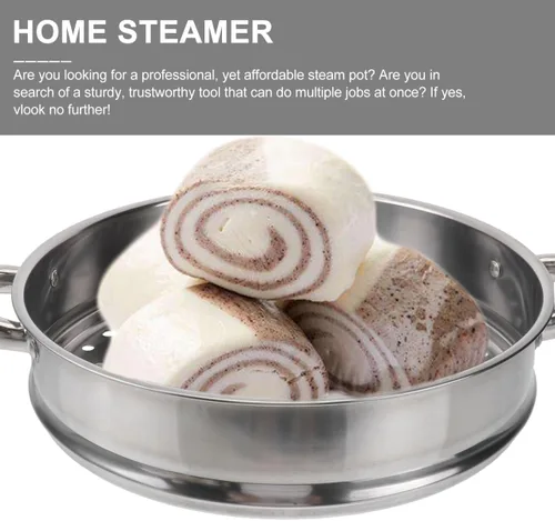 Miniatura 4 de Hemoton Olla de vapor de acero inoxidable de 14.7 pulgadas, olla multifuncional de 5 niveles para cocinar albóndigas, verduras, sopa, práctica