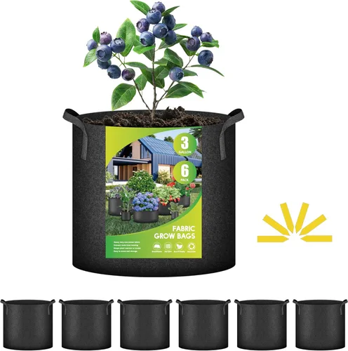Miniatura 13 de iPower - Bolsa de cultivo para plantas de 5 galones, paquete de 6, resistentes, de tela con asas de nylon, contenedores de 300g de tela no tejida