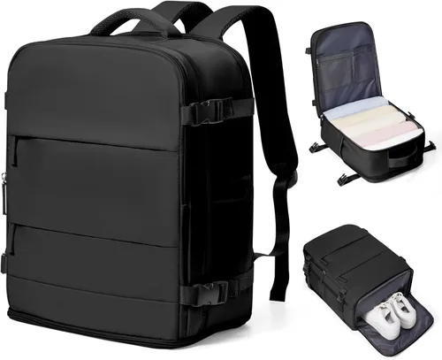 Miniatura 33 de coowoz Mochila grande de viaje para mujeres y hombres, mochila de transporte, mochila para senderismo impermeable, mochila deportiva para Rosa