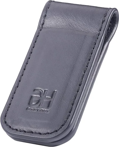 Miniatura 10 de Soporte magnético delgado para tarjetas de visita de cuero genuino para hombres, Negro -, Slim