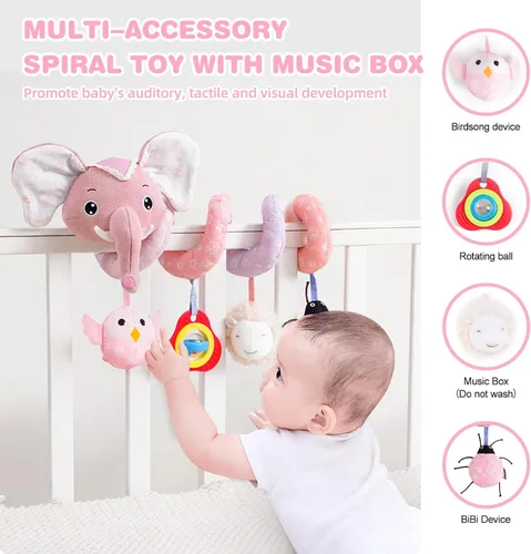 Miniatura 2 de Jollybaby Juguetes para Cuna, Cochecito y Asiento de Auto para Bebé de 0-3-6-9-12 Meses, Juguetes Sensoriales Colgantes para Tiempo Boca Abajo