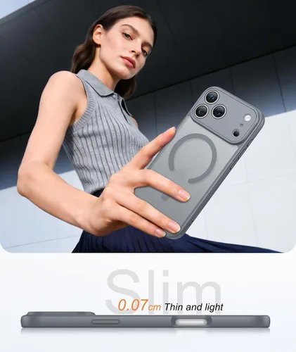 Miniatura 444 de FNTCASE Funda para iPhone 17 Pro: Fundas delgadas translúcidas de color azul claro compatibles con MagSafe, protección completa de la cámara