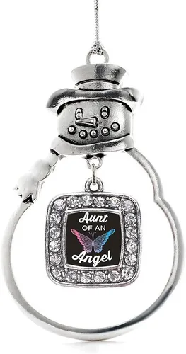 Miniatura 61 de Inspired Silver - Adorno de rodillo de reina - Adorno cuadrado de plata con muñeco de nieve con joyas de circonita cúbica