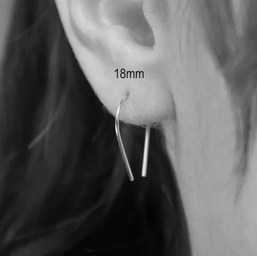 Miniatura 4 de Aretes pequeños de plata de ley 21 GA de 0.472 in con gancho de arco de herradura