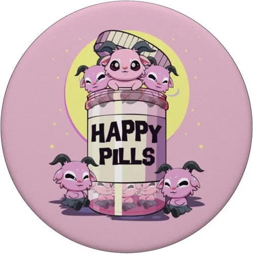 Miniatura 3 de Pastel Goth Kawaii Lindo Happy Pills Baphomet PopSockets intercambiables PopGrip