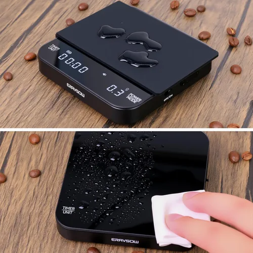Miniatura 4 de Báscula de café con temporización automática, mini báscula recargable de espresso con temporizador, báscula de alta precisión de 2kg/0.1g