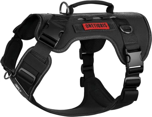 Miniatura 14 de OneTigris Arnés táctico sin tirones para perros pequeños, chaleco reflectante K9 de fácil control con paneles de gancho y bucle, arnés ajustable