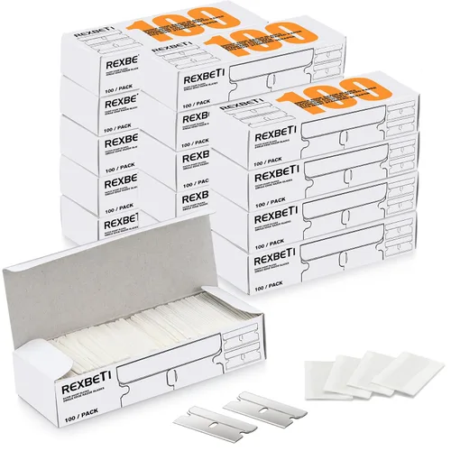 REXBETI 1400 cuchillas de afeitar de un solo filo, cuchillas industriales para rascador, adecuadas para quitar etiquetas, calcomanías, calcomanías y