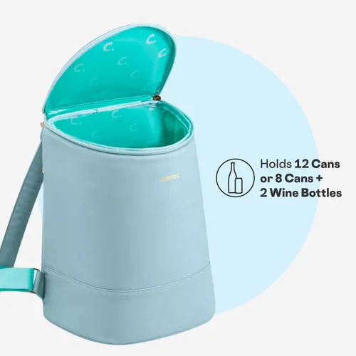 Miniatura 3 de Corkcicle EOLA Mochila enfriadora, bolsa aislante impermeable y a prueba de fugas, perfecta para vino, cerveza y bolsas de hielo Verde mar