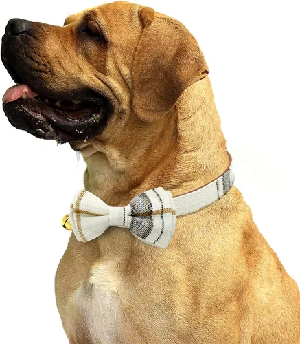 Miniatura 3 de Paquete de 2 collares de perro con corbatín y campanas, ajustable lindo collar de corbatín para perros pequeños, medianos y grandes, mascotas