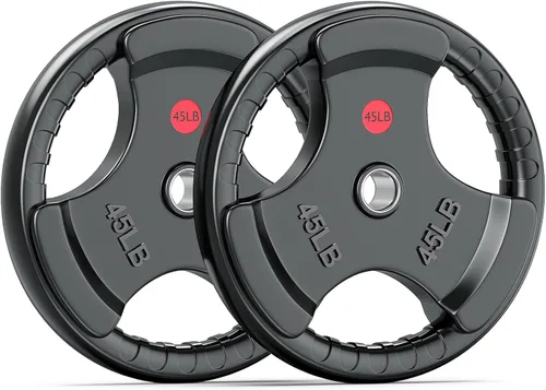 Miniatura 15 de XDDIAS Placas de peso de goma para barra, placa de agarre olímpico de 2 pulgadas para entrenamiento de fuerza, levantamiento de pesas y culturismo