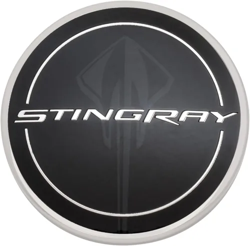 GM Accessories 22782984 Tapa central estilo botón en negro con logotipo de Stingray