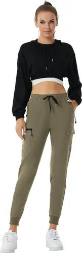 Miniatura 8 de Pantalones deportivos versátiles de senderismo para mujer, de secado rápido, con bolsillos tipo cargo, para atletismo, entrenamiento, ropa