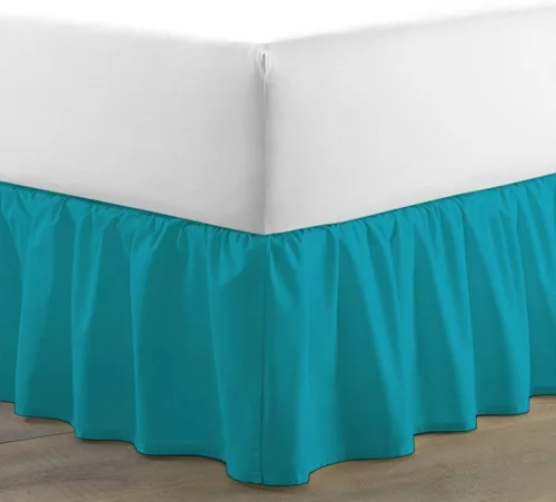 Miniatura 10 de Falda de cama – Falda de cama con volantes (individual, rosa) de 12 pulgadas de caída de polvo con plataforma, tela 100% algodón de 800 hilos, falda