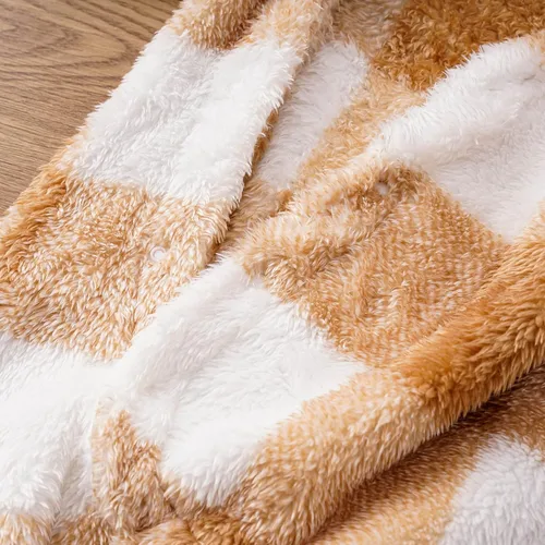 Miniatura 8 de MIEKISA Mameluco peludo a cuadros con capucha para bebés, niños y niñas, otoño e invierno