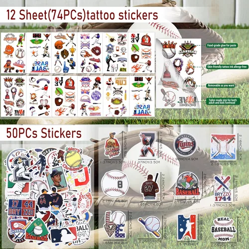 Miniatura 5 de 208 piezas de recuerdos de fiesta de béisbol con bolsas de fiesta de béisbol, silbato de béisbol, pulseras de bolas de béisbol de espuma, llaveros