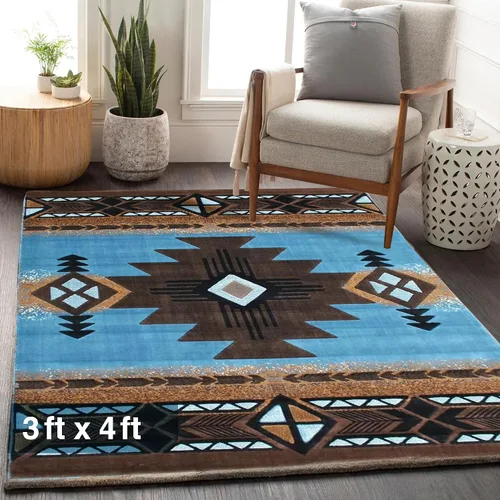 Miniatura 48 de YHSF South West - alfombra estilo nativo americano del suroeste C318 - fácil de limpiar, gruesa, suave, duradera, alfombra inspirada en tribus