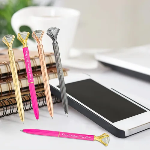 Miniatura 6 de Bolígrafo de diamante personalizado, bolígrafos de cristal personalizados en negro con nombre y texto, gemas personalizadas, 1 unidad, regalo