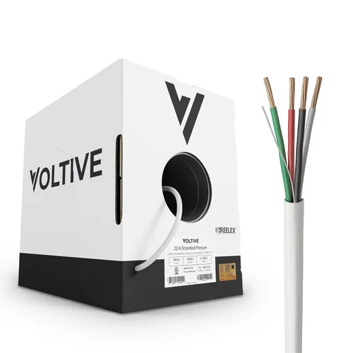 Miniatura 35 de Voltive Cable de altavoz 16/2, Plenum CL3P, negro, 100 pies - 16AWG, 2 conductores, cobre trenzado sin oxígeno, listado UL - V-1217-1