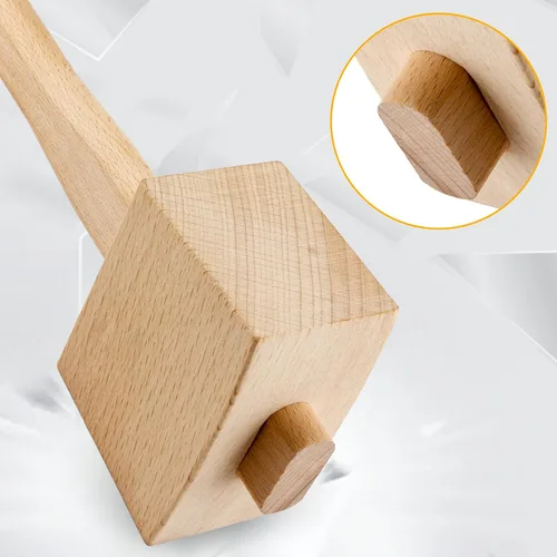 Miniatura 5 de Hordion 1 martillo de madera de 9.6 pulgadas, martillo de hielo resistente, talla de mazo de haya, herramienta de mano de madera de haya maciza